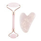 Veido volelis ir Guasha rožinis masažuoklis Rose Quartz Jade Roller and Gua Sha Set kaina ir informacija | Veido masažuokliai, valymo įrankiai | pigu.lt