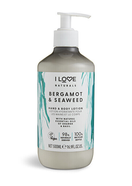 Drėkinamasis kūno ir rankų losjonas I love Natura ls Bergamot & Seaweed, 500 ml цена и информация | Kūno kremai, losjonai | pigu.lt