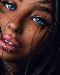 Deimantinė mozaikinė moteris mėlynomis akimis 40x50 cm kaina ir informacija | Deimantinės mozaikos | pigu.lt