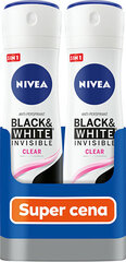 Dezodorantas Black & White Invisible Clear 2 x 150 ml цена и информация | Дезодоранты | pigu.lt