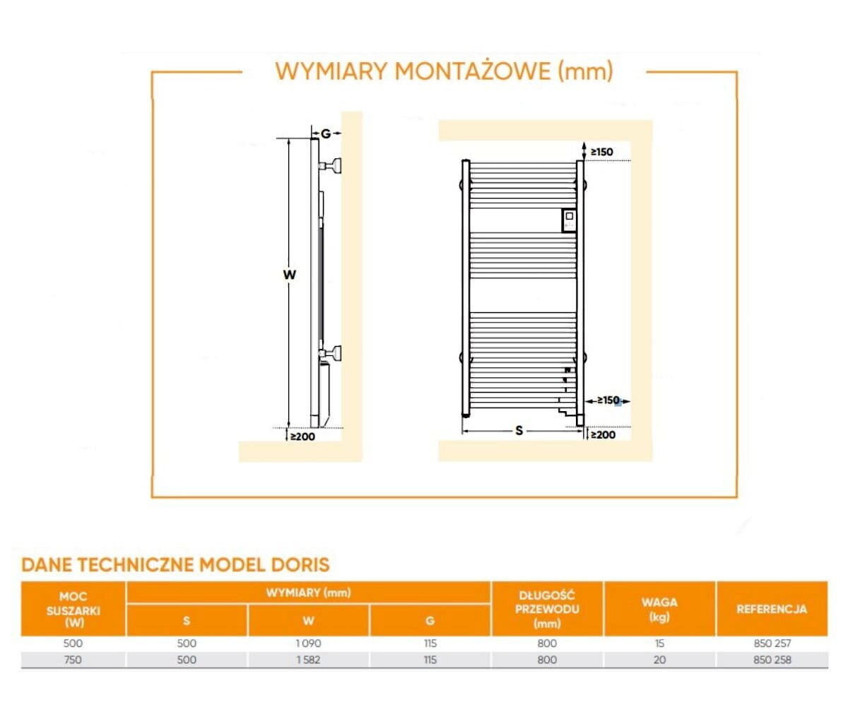 Šildomas rankšluosčių džiovintuvas Atlantic Doris-4 Classic 750W kaina ir informacija | Gyvatukai, vonios radiatoriai | pigu.lt