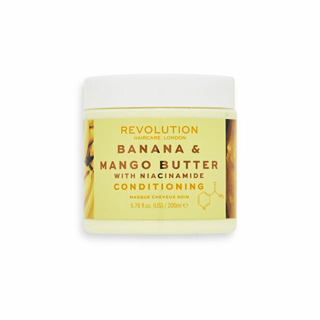 Plaukų kaukė Revolution Haircare Banana and Mango Butter, 200ml kaina ir informacija | Priemonės plaukų stiprinimui | pigu.lt