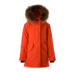 Парка для девочек с натуральным мехом Huppa Vivian1 200ГР 12490120*00049, ярко-коралловая 4741632099142 цена и информация | Куртки, пальто для девочек | pigu.lt