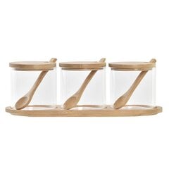 DKD Home Decor cukraus dubuo bambukas borosilikatinis stiklas 29 x 10 x 10 cm 3 vnt. kaina ir informacija | Indai, lėkštės, pietų servizai | pigu.lt