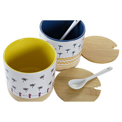 DKD Home Decor cukraus dubuo spalvotas bambuko- keramikos dirbinys 2 vnt. 9,5 x 9,5 x 9,5 cm kaina ir informacija | Indai, lėkštės, pietų servizai | pigu.lt
