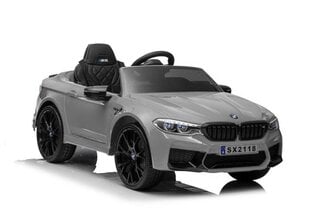 Одноместный электромобиль BMW M5, лакированный серебристым цветом цена и информация | Электромобили для детей | pigu.lt