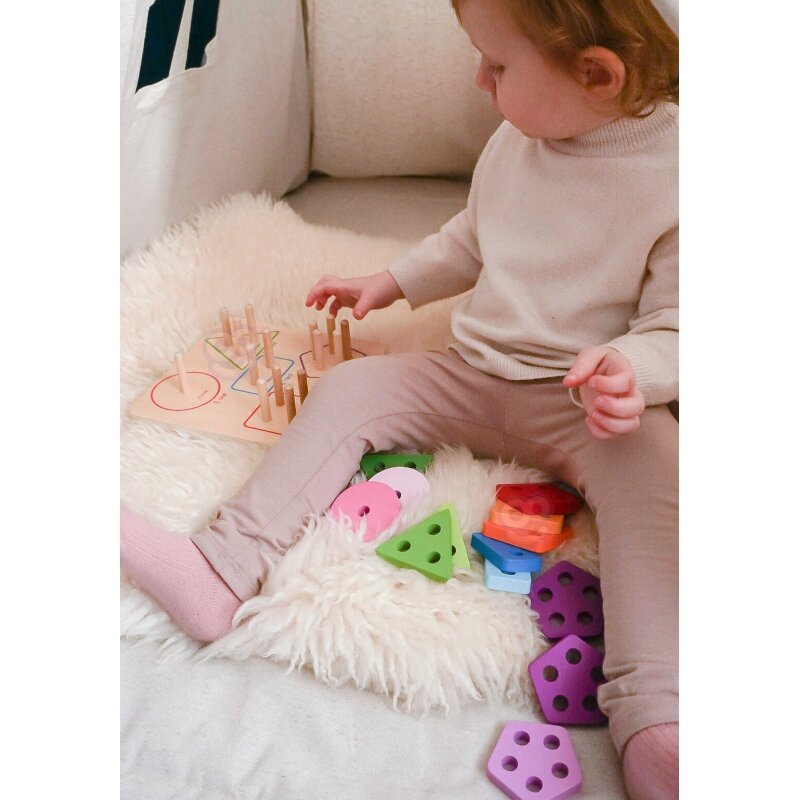 Medinis geometrinis rūšiuoklis - Tooky Toy kaina ir informacija | Lavinamieji žaislai | pigu.lt