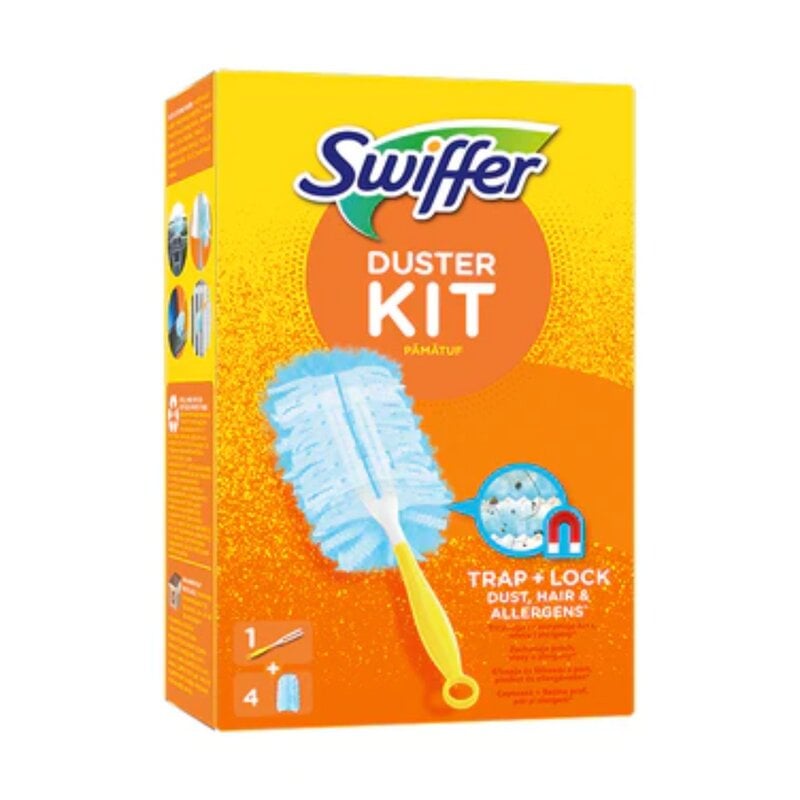 Swiffer Duster Starter Kit mini rankena + 4vnt papildymas x 1 vnt. pakuotė цена и информация | Valymo reikmenys ir priedai | pigu.lt