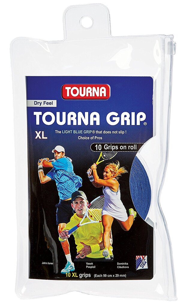 Teniso rakečių apvijos TOURNA GRIP XL, 10 vnt, Mėlyna (TG-10-XL) kaina ir informacija | Lauko teniso prekės | pigu.lt