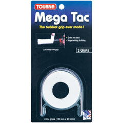Teniso rakečių apvijos TOURNA MEGA TAC XL, 3 vnt, Baltas (MT-W) kaina ir informacija | Lauko teniso prekės | pigu.lt