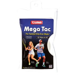Teniso rakečių apvijos TOURNA MEGA TAC XL, 10 vnt, Baltas (MT-10XL-W) цена и информация | Товары для большого тенниса | pigu.lt