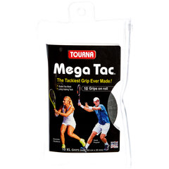 Teniso rakečių apvijos TOURNA MEGA TAC XL, 10 vnt, Juoda (MT-10XL-BK) цена и информация | Товары для большого тенниса | pigu.lt