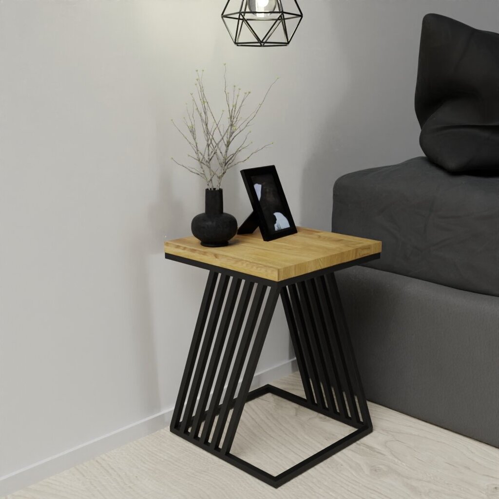 Lovos staliukas Defaro LT2, juodas/rudas kaina ir informacija | Spintelės prie lovos | pigu.lt