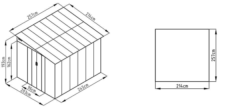 Metalinis įrankių namelis JASPER 7x8 light wood цена и информация | Sodo nameliai, malkinės, pastogės | pigu.lt