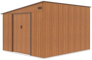 Metalinis įrankių namelis JASPER 9x10 oak brown kaina ir informacija | Sodo nameliai, malkinės, pastogės | pigu.lt