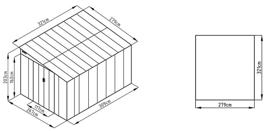 Metalinis įrankių namelis JASPER 9x10 light wood kaina ir informacija | Sodo nameliai, malkinės, pastogės | pigu.lt