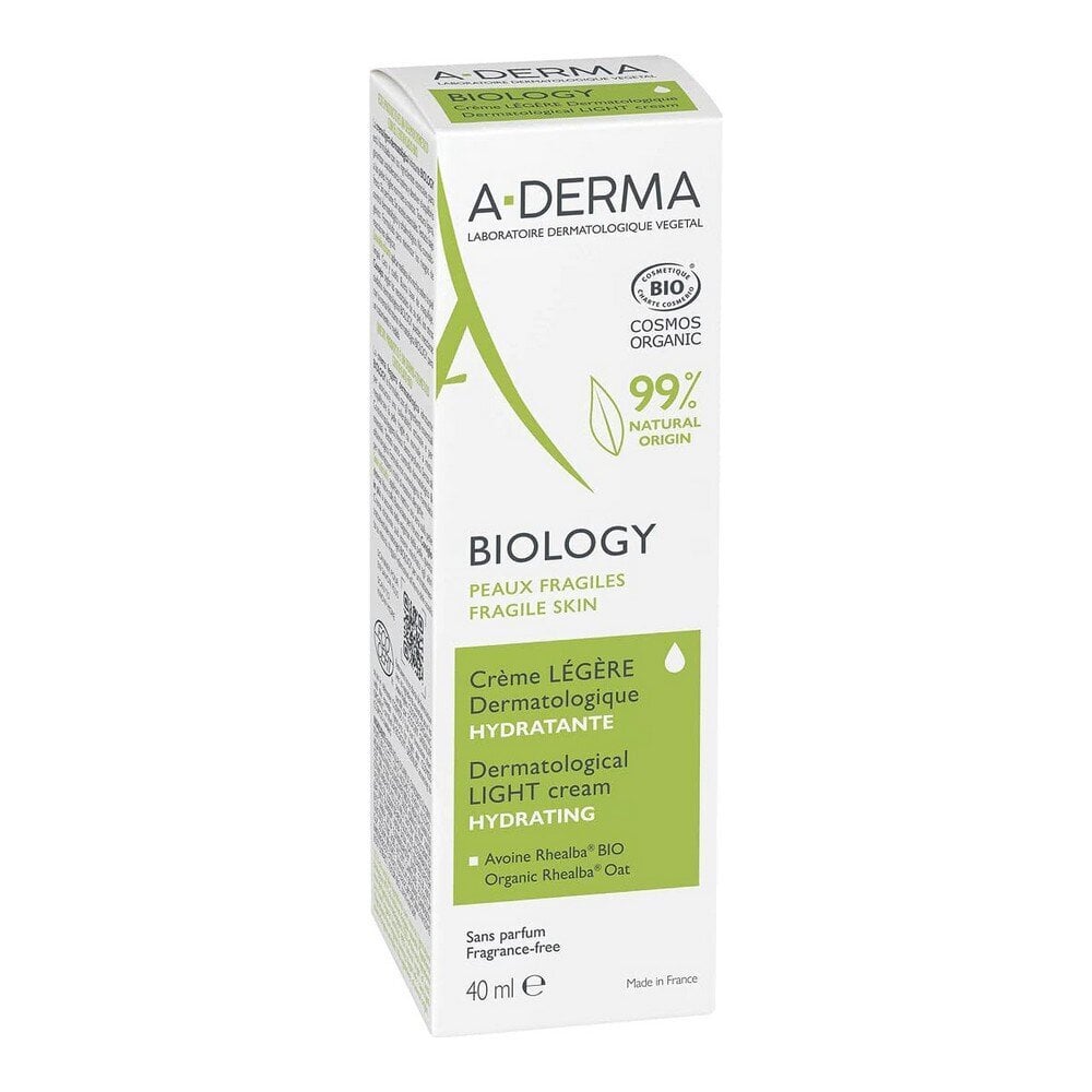 Drėkinamasis kremas A-Derma Biology, 40 ml цена и информация | Veido kremai | pigu.lt