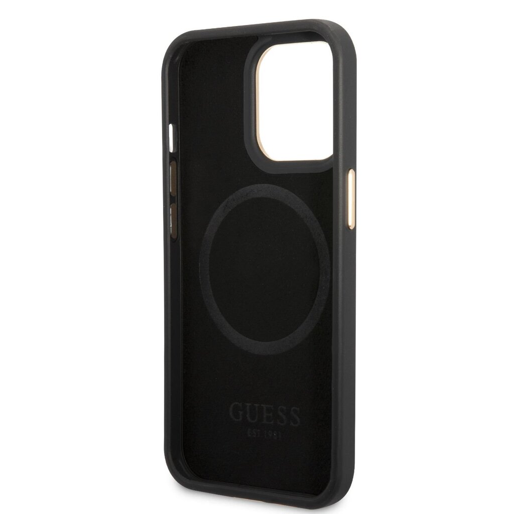 Guess PU 4G MagSafe Compatible Case skirtas iPhone 13 Pro Max, juodas kaina ir informacija | Telefono dėklai | pigu.lt