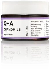 Успокаивающий ночной крем для лица Q+A Chamomile Night Cream, 50г цена и информация | Кремы для лица | pigu.lt