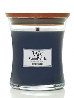 WoodWick kvapioji žvakė Indigo Suede, 85 g kaina ir informacija | Žvakės, Žvakidės | pigu.lt