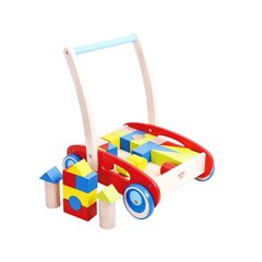 Medinis vaikiškas vežimėlis su kaladėlėmis kaina ir informacija | Žaislai kūdikiams | pigu.lt