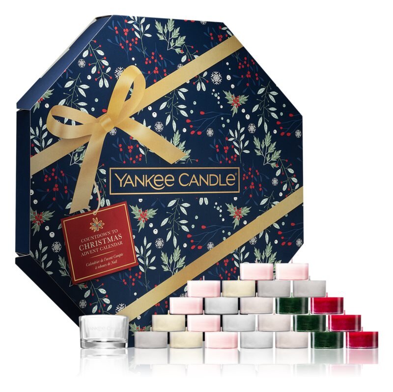Yankee Candle Christmas Advento kalendorius 24 vnt x 9.8 gr arbatinių žvakių + laikiklis kaina ir informacija | Žvakės, Žvakidės | pigu.lt