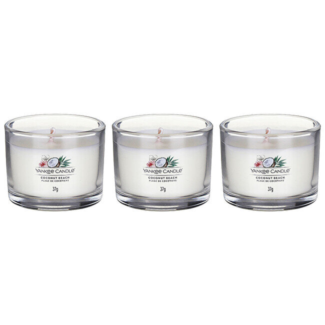 Yankee Candle Votų žvakių rinkinys Coconut Beach stiklinėje 3 x 37 g kaina ir informacija | Žvakės, Žvakidės | pigu.lt