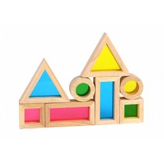 Mediniai spalvoti veidrodiniai blokeliai - Tooky Toy, 8 elementai kaina ir informacija | Lavinamieji žaislai | pigu.lt