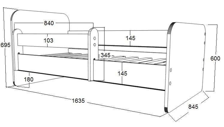 Lova su čiužiniu ir patalynės dėže Ami 2, 160x80 cm kaina ir informacija | Vaikiškos lovos | pigu.lt