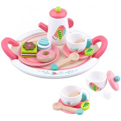 Набор деревянной посуды с подносом - Tooky Toy цена и информация | Игрушки для девочек | pigu.lt