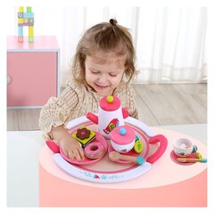 Набор деревянной посуды с подносом - Tooky Toy цена и информация | Игрушки для девочек | pigu.lt