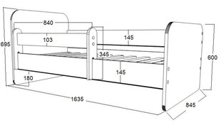Lova su čiužiniu Ami 13, 160x80 cm kaina ir informacija | Vaikiškos lovos | pigu.lt