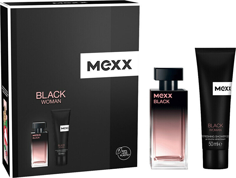 Moterų higienos rinkinys MexxBlack Woman: tualetinis vanduo EDT, 30 ml + dušo gelis, 50 ml kaina ir informacija | Kvepalai moterims | pigu.lt