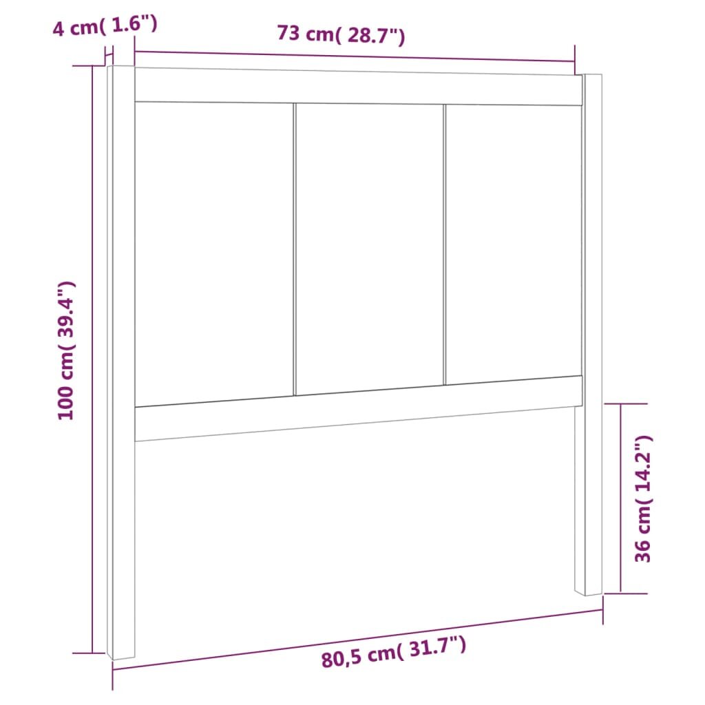 Lovos galvūgalis, 80,5x4x100cm, pušies medienos masyvas kaina ir informacija | Lovos | pigu.lt