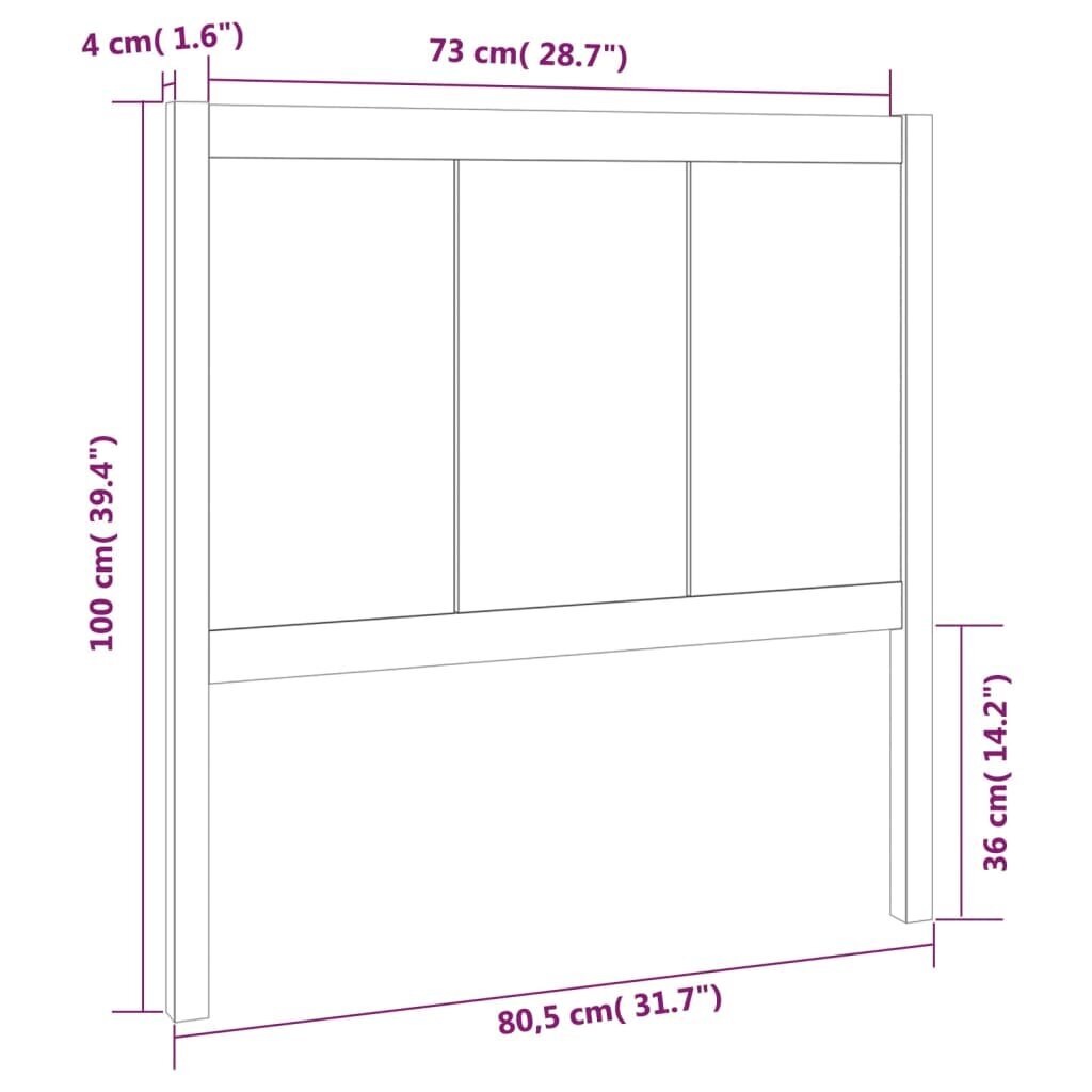 Lovos galvūgalis, juodas, 80,5x4x100cm, pušies medienos masyvas kaina ir informacija | Lovos | pigu.lt