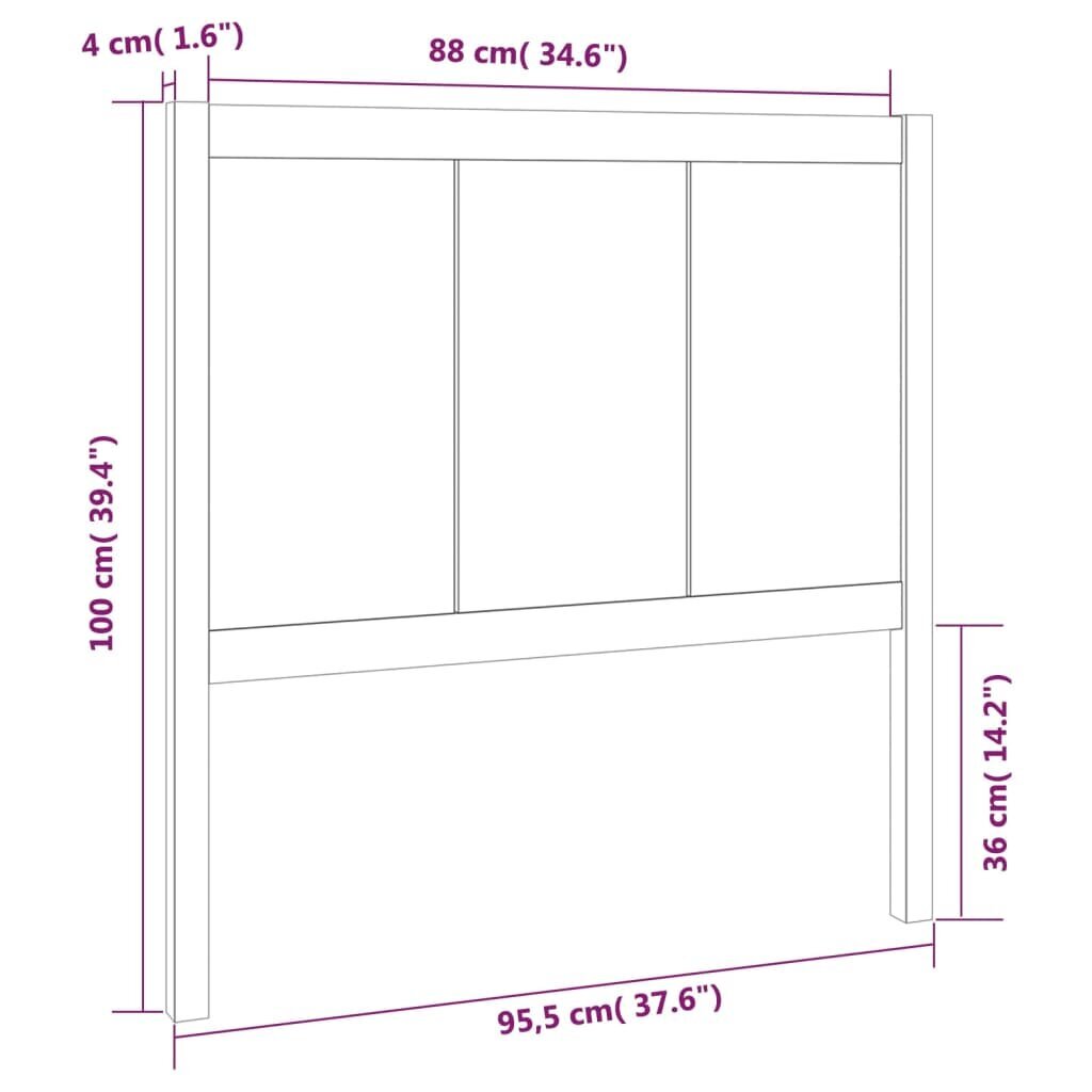 Lovos galvūgalis, pilkas, 95,5x4x100cm, pušies medienos masyvas kaina ir informacija | Lovos | pigu.lt