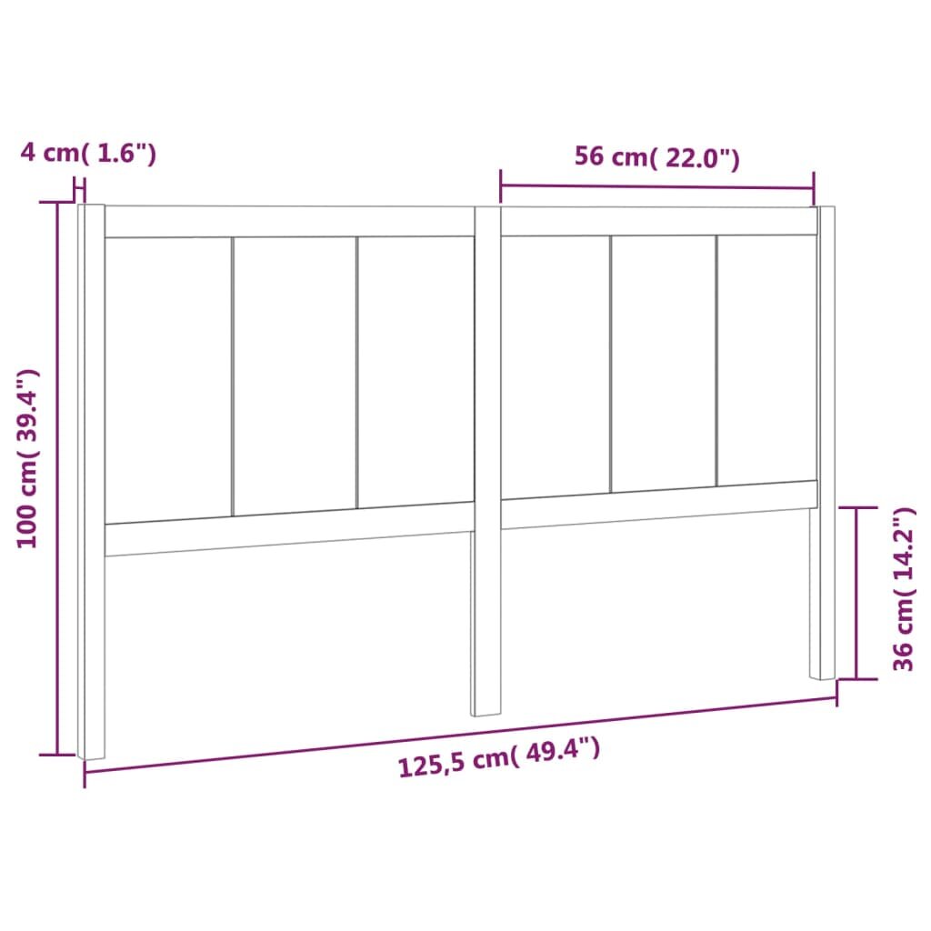 Lovos galvūgalis, 125,5x4x100cm, pušies medienos masyvas kaina ir informacija | Lovos | pigu.lt