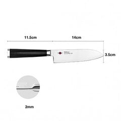 Fissman damasko santoku peilis Kensei Mushashi, 14 cm kaina ir informacija | Peiliai ir jų priedai | pigu.lt