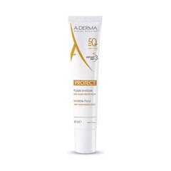 Солнцезащитный крем для лица A-Derma Protect Fluide Invisible SPF 50+ (40 мл) цена и информация | Кремы от загара | pigu.lt