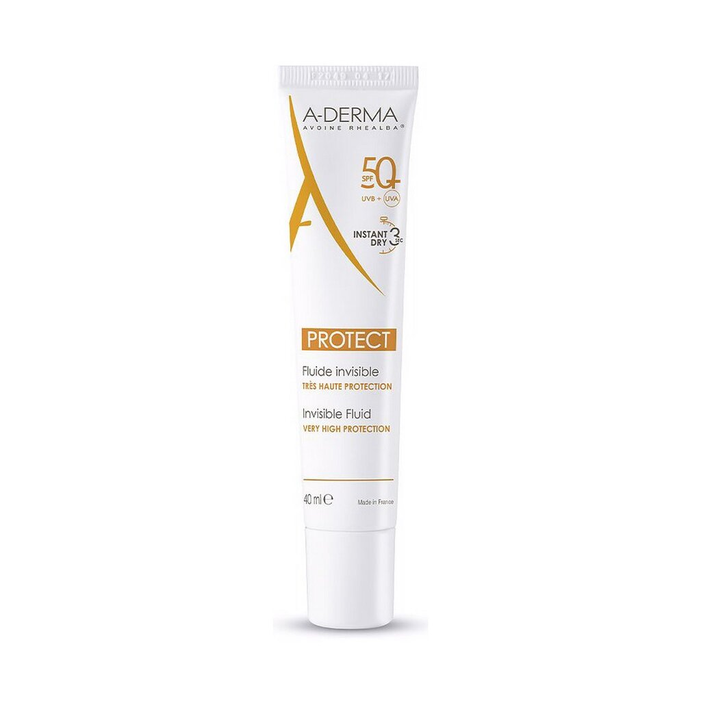 Kremas nuo saulės veidui A-Derma Protect Fluide Invisible SPF 50+, 40 ml kaina ir informacija | Kremai nuo saulės | pigu.lt