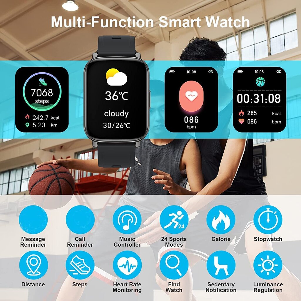 Išmanusis laikrodis su 24 sporto rėžimais 1,69 colio Android, iOS kaina ir informacija | Išmanieji laikrodžiai (smartwatch) | pigu.lt