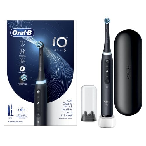 Oral-B iO5 Series Matt Black kaina ir informacija | Elektriniai dantų šepetėliai | pigu.lt