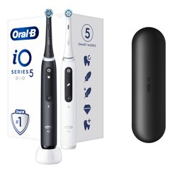 Oral-B iO5 Series Duo Pack Matt Black/Quite White kaina ir informacija | Elektriniai dantų šepetėliai | pigu.lt