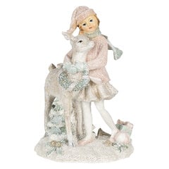 Dekoratyvinė statulėlė „Vaikas“, balta, rožinė 13x10x20 cm kaina ir informacija | Kalėdinės dekoracijos | pigu.lt