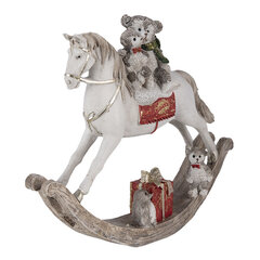Kalėdinė dekoratyvinė statulėlė „Besisupantis arkliukas“, smėlio spalvos, pilka 21x5x17 cm kaina ir informacija | Kalėdinės dekoracijos | pigu.lt