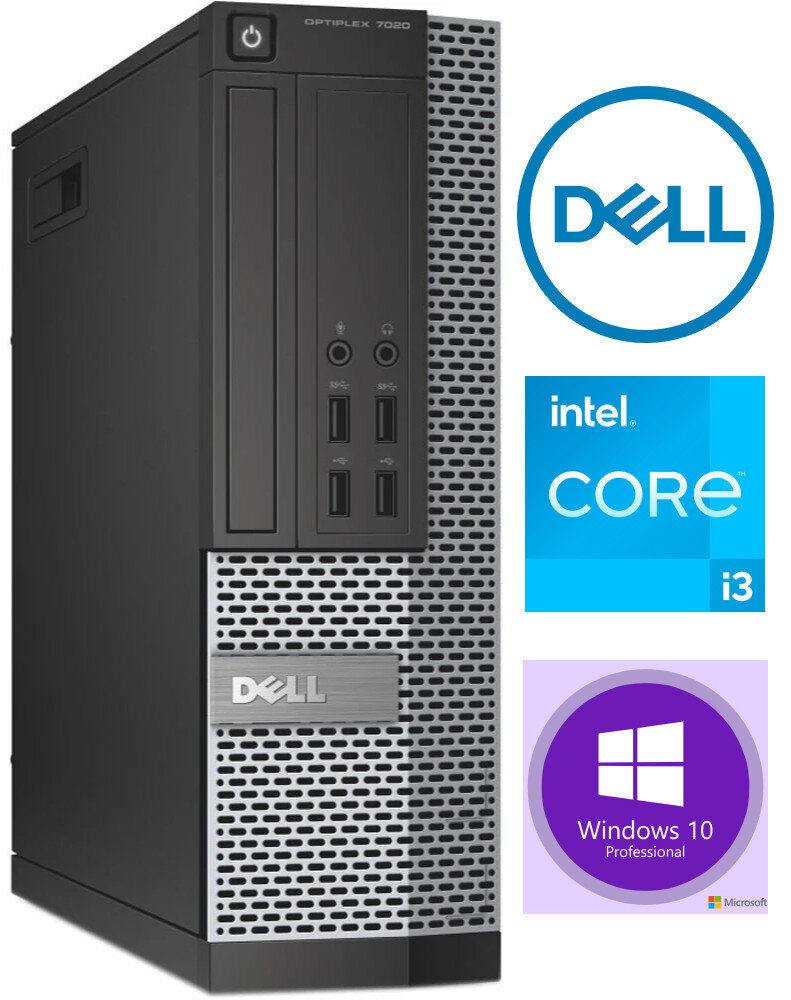 Dell 7020 SFF i3-4130 4GB 2TB HDD Windows 10 Professional kaina ir informacija | Stacionarūs kompiuteriai | pigu.lt