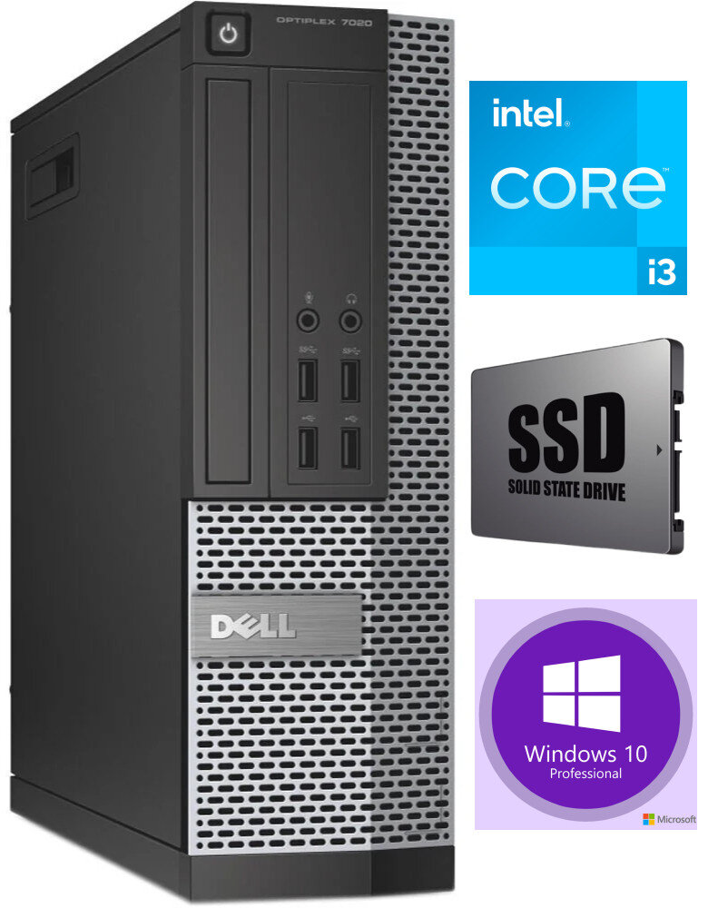 Dell 7020 SFF i3-4130 16GB 240GB SSD Windows 10 Professional kaina ir informacija | Stacionarūs kompiuteriai | pigu.lt