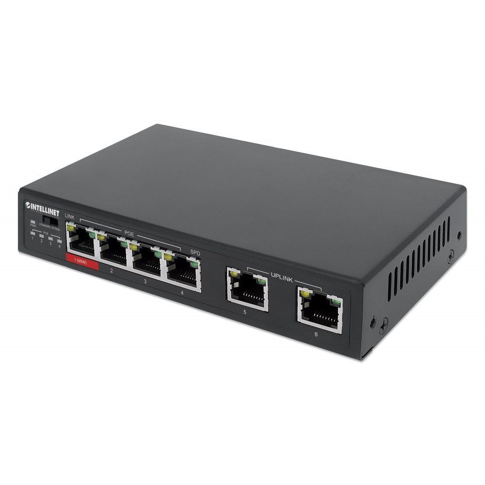 Fast Ethernet, 6 priev. RJ45 10/100, iš jų 3x PoE ir 1x High-Power PoE kaina ir informacija | Komutatoriai (Switch) | pigu.lt