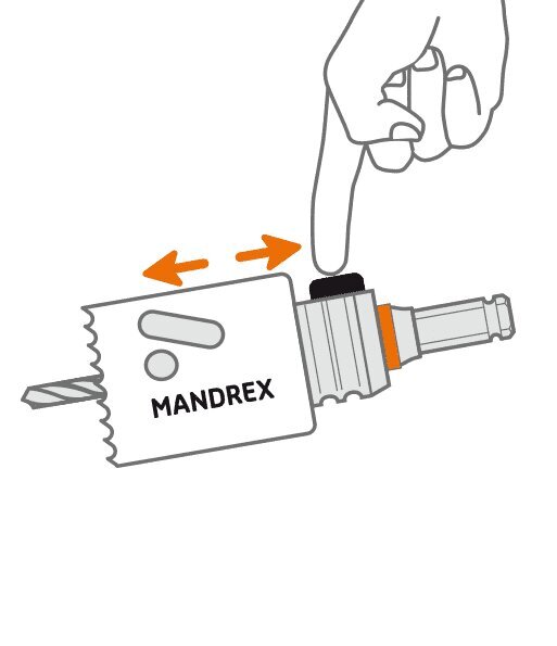 Komplektas 68mm diametro skylių gręžimui MANDREX MX200052B цена и информация | Mechaniniai įrankiai | pigu.lt