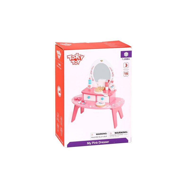 Medinis grožio staliukas - Tooky Toy, rožinis цена и информация | Žaislai mergaitėms | pigu.lt